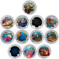 12x 3 EUR Rakúsko 2022-25 CC HGH "Leuchtende Meereswelten"